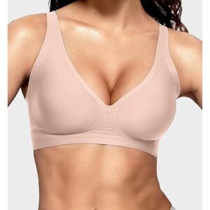 Shecurve Seamless Deep V Push-up Wireless Bra Nude/Pink